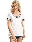 Romwe Women's Casual Short Sleeve Cute T-Shirt V-Neck Summer Cotton Tops