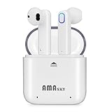 Wireless Earbuds, AMASKY Bluetooth Headphones True wireless Earphones Stereo Sports Headsets with Charging Case Noise Cancelling Sweatproof Earpiece for iPhone Samsung Smartphone (white)