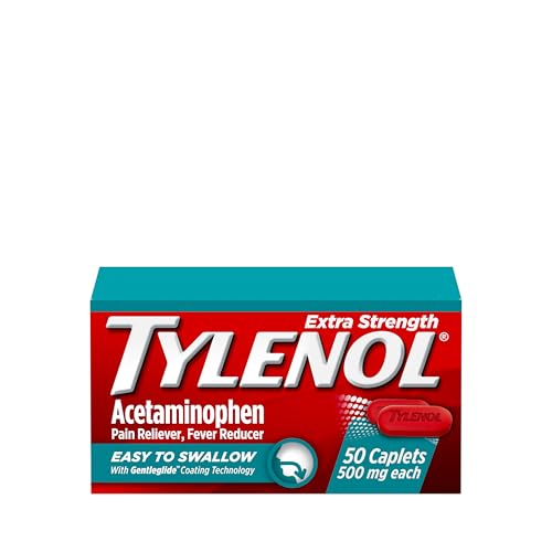 TYLENOL EXTRA STRENGTH EASY TO SWALLOW ACETAMINOPHEN, PAIN RELIEVER & FEVER REDUCER COATED CAPLETS FOR ADULTS WITH GENTLEGLIDE TECHNOLOGY, 500 MG EXTRA STRENGTH ACETAMINOPHEN, 50 CT