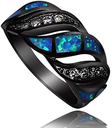 New Arrival Real Black Gold Filled Blue Fire Opal Rings for Men Women Hot Sale Opal Jewelry Wedding (10)