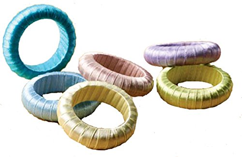 IHI Pastel Pink Purple Blue Yellow Green Ribbon Napkin Rings - Set of 6