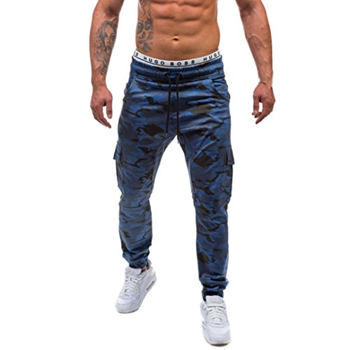 TodaiesâœˆClearance!Mens Casual Jogger Dance Sportwear Baggy Harem Pants Slacks Trousers Camouflage Sweatpants 2 Colors (XL, Blue)