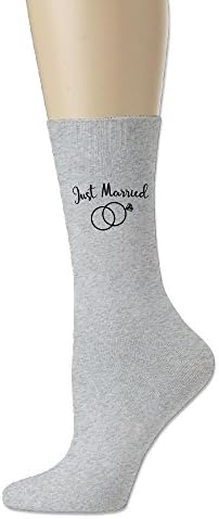 Just Married Matching Couples Mans Womans Cotton Crew Sock