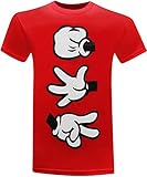Rock Paper Scissors Cartoon Hands Men's Humor Funny T-Shirt - (Medium) - Red