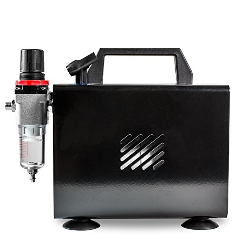 PointZero 1/5 HP Airbrush Compressor - Portable Quiet Hobby Tankless Oil-Less Air Pump with Cover - Thumbnail 2