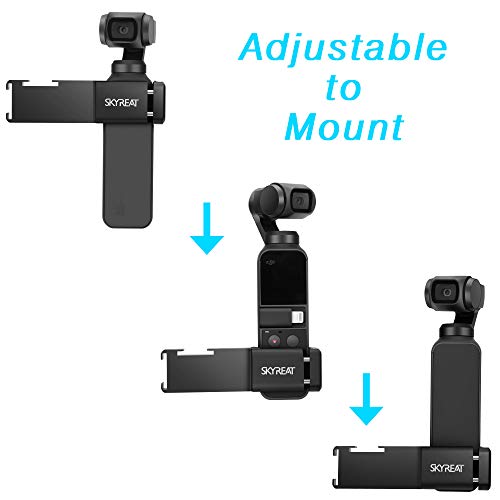 Skyreat Aluminum External Microphone Mount Holder for DJI Osmo Pocket Accessories,with 2 Cold Shoe Interface & 1/4" Screw Hole Support Led Light & Tripod Mount