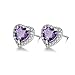 Purple AAA Cubic Zirconia CZ Heart Shaped Stud Earrings for Women