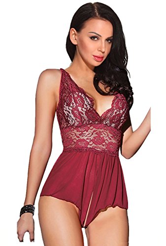 Allurelove sexy lingerie open crotch leotard teddy nigh…