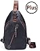 FreeMaster Sling Pack Chest Bag Men's Shoulder Backpack PU Bag Outdoor Cross Body Bags Retro Bag Walking Hiking Camping Gym Cycling Daypack (Black Plus)