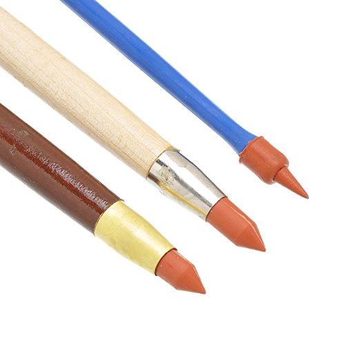 COMIART 3pcs Two Head Clay Color Shapers, Artist's Rubber Tip Paint Brushes, Pottery Clay Sculpture Carving Tools, Blending, Drawing