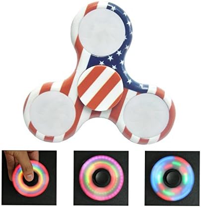 Fidget Spinner, 6 modes LED spinner fidget, Stress Reducer?High Speed Fidget Finger Toy - Perfect for ADD / ADHD / Anxiety / Autism And Stress Relief Adult Children,Office Desk Gadget (LED-flag)