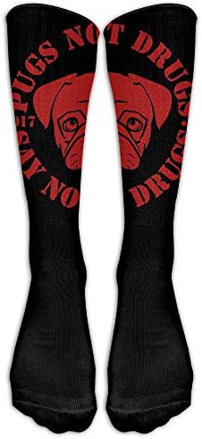 Pugs Not Drugs Say No To Drugs Custom Knee High Socks Football Baseball Long Stockings For Men Women