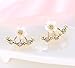 Korean Style Cute Gold/Silver Crystal Flower Ear Piercing Stud Earrings Women Rhinestone Earings Fashion Jewelry (Gold)