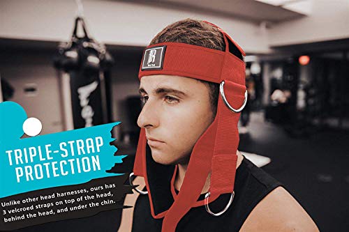 RIMSports Head Harness Neck Support Best Neck Exerciser for Lifting - Ideal Neck Strap for Men & Women - Premium Neck Curl Harness & Head Harness Neck for Weightlifting (Red)