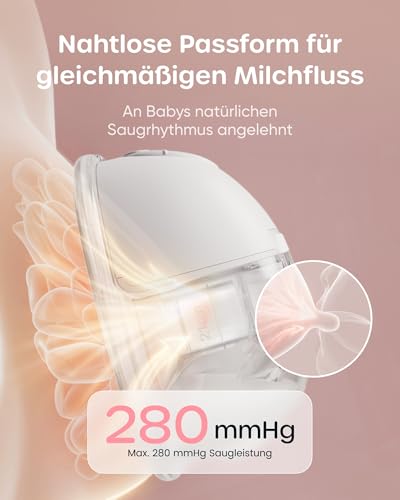 Nuliie Breast Pump Electric Portable S32, Electric Breast Pump Hands-Free 4 Modes 9 Levels with 13/15/17/19/21/24 mm Comfortable Flange, Private, with Replacement Accessories Included (2 Packs, White)