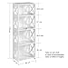Finether 4-Shelf Shelving Unit, Waterproof Modular Cross White Wooden Plastic Composite 4 Tier Shelving Unit Storage Shelf Bookcase Display Shelf for Bedroom Living Room Kitchen Office
