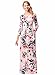 Women Silk O-Neck Long Sleeve Floral Print Long Maxi Party Beach Dress Pink S