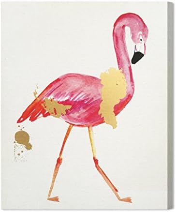 Wynwood Studio 14071.CHCANV_16x20 Glam Flamingo Painting Print on Wrapped Canvas Wall Art, Gold; Pink, 16x20