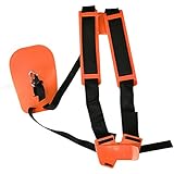 Orange Safety Professional Double Shoulder Strap String Trimmer Brush Cutter Harness Belt Carry Hook Garden