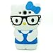 FiveBox 3d Cute Hello Kitty Cat Soft Silicone Rubber Gel Case Cover Skin for Samsung Galaxy S3 III I9300 (glasses/Blue)