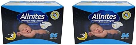 Pack of 2 86 Diapers Allnites Overnight , Size 3
