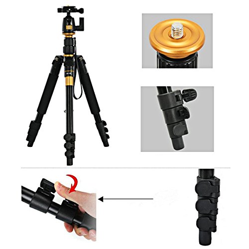 PhotoTrust Professional Portable Aluminium Tripod, Monopod & Ball Head 10 lb Load Capacity Compatible with Canon, Nikon, Pentax, Sony DSLR Camera