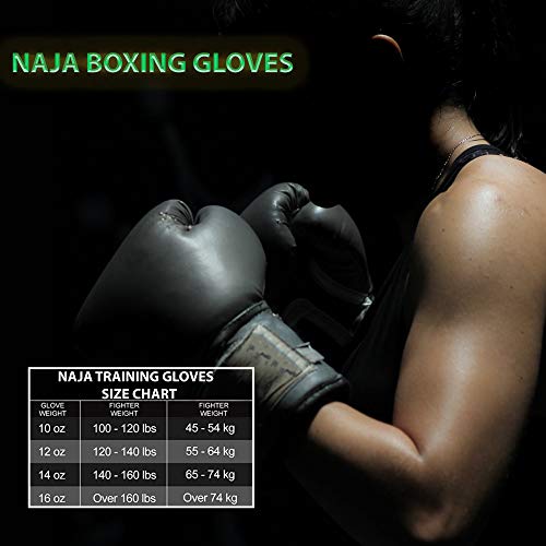 Naja Extreme Pro Grade 12 Ounce Boxing Gloves, Kickboxing Bagwork Gel