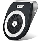 Bluetooth Car Speakerphone, Aigital Wireless Hands-Free Speaker Motion AUTO Power ON Car Receiver Sun Visor Music Player Adapter Built-in Microphone for Handsfree Talking - Black