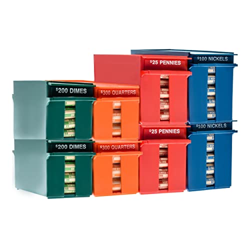 Nadex Rolled Coins Storage Boxes with Lockable Covers High Capacity