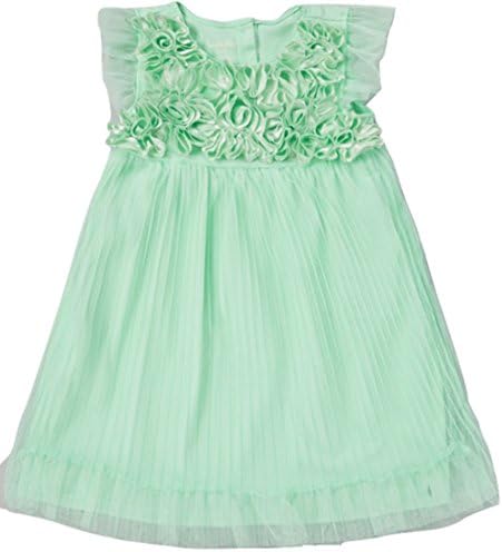 NANNETTE BABY Green Rosette Pleated Dress 24MTHS - New