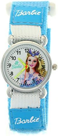 New arrive Girls Barbie Blue Nylon Strap Velcro Analogue Quartz Cartoon Time-Teacher Watches