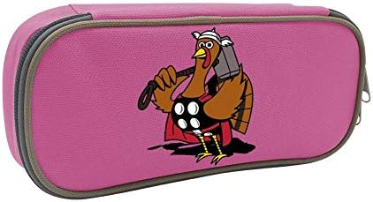 Justfacai Mighty Turkey Custom Pencil Case - Big Capacity Double Zipper Multifunctional Stationery Pink Bag for Girls Boys