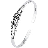 Izpack Vintage Rose Flower Open Cuff Bracelets for Women Mom Fashion Expandable Stackable Bangle Bracelet Personalized Jewelry Gifts