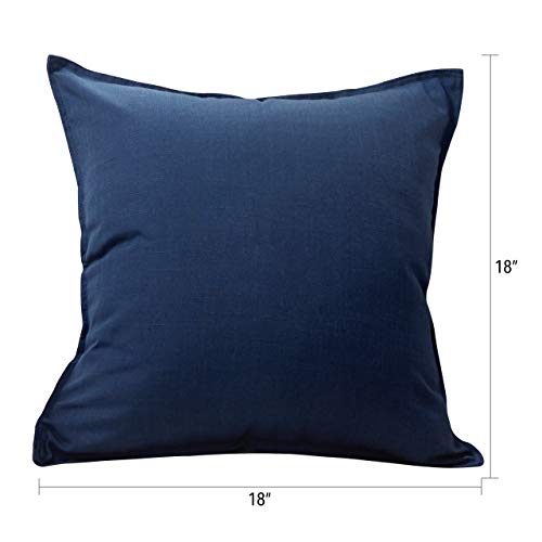 MoMA Decorative Throw Pillow Covers (Set of 2) - Soft Linen Like Pillow Cover Sham Cushion Cover - Sofa Throw Pillow Cover - Square Decorative Pillowcase - Navy Blue - 18" x 18" - Thumbnail 6