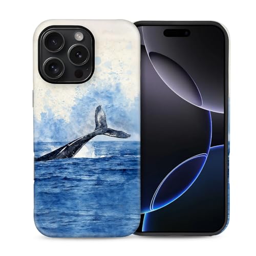 SKAMIX Case for iPhone 16 Pro Max,Drop Protection Hybrid 2-Layer Hard Phone Cover-Retro Whale Tail Sky Ocean at Amazon