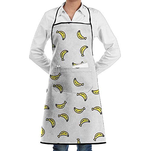 Eieskpo Banana Unisex Chef Aprons with Pockets for Mens Womens Home Kitchen Cooking Bakery Servers Waitress Craftsmen