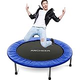 ANCHEER Mini Trampoline with Safety Pad, Bouncer Max Load 220lbs, Fitness Rebounder in-Home Trampoline for Kids Adults, Quiet and Safe Bounce Spring Mini Bouncer, Home/Office Cardio Trainer