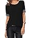 Womens Short Sleeve Cotton Shirts Round Neck Casual Loose Fit Tee Tops T Shirts Black-L