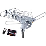 pingbingding HDTV Antenna Amplified Digital Outdoor Antenna--150 Miles Range--360 Degree Rotation Wireless Remote--Snap-On Installation Support 2 TVs