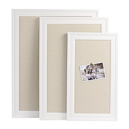 DesignOvation Bosc Framed Linen Fabric Pinboard, 13.5x23.5, White