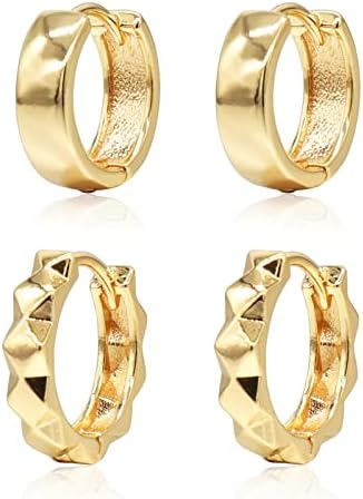 Krstudent 18K Gold Plated Huggie Earrings Small Hoop Earrings