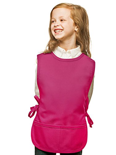 Hot Pink Kids Art Smock, Cobbler Apron, Poly/Cotton Twill Fabric (Regular)