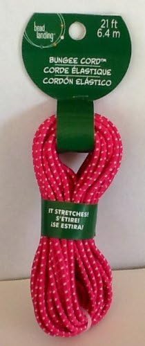 Bungee Cord ~ 5mm, 21 Feet, Stretchy Cord for Craft ~ Chinese Jumprope ~ Cat's Cradle String Game ~ Bracelets & More ~ Pink with White Checks by Bead Landing