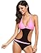 Ekouaer Womens One Piece Swimsuit Cut Out Sexy Monokini V-Neck Bathing Suits Beachwear,Pink,Small