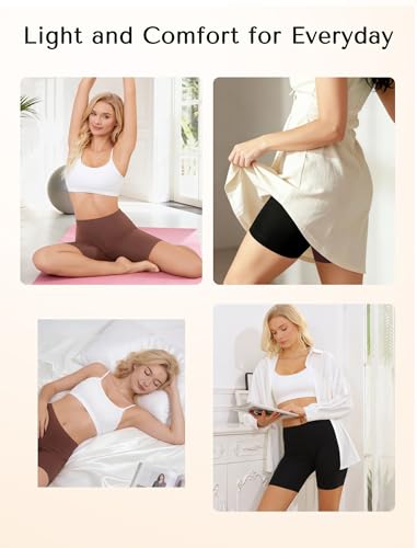 VOENXE Bragas Boxer Mujer Algodon, Pantalón Antirozaduras Mujer,Culotte Ciclismo,Leggings Cortos,Mallas Cortas Deporte,EláStico Debajo La Falda Shorts Panties para Yoga y Ejercicio, Pack de 4