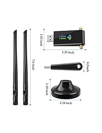USB 3.0 WiFi Adapter for PC,1750Mbps Dual Band 2.4GHz 450Mbps 5GHz 1300Mbps High Gain 5dBi Antennas USB Wireless Network Adapter for Desktop Laptop with Windows 10 8 7 XP Vista Mac iOS