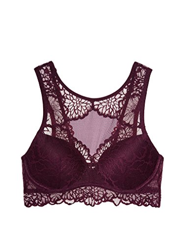 Victorias Secret Pink Lace Bralette Push-Up Underwire Bra Burgundy S-DD