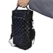 Vina 2 Bottle Wine Tote Bag, Insulated Black Grid Wine or Beer Cooler Carrier Case with Shoulder Strap + Free Corkscrew, Wine Gift Bag for Travel and Picnic, Black