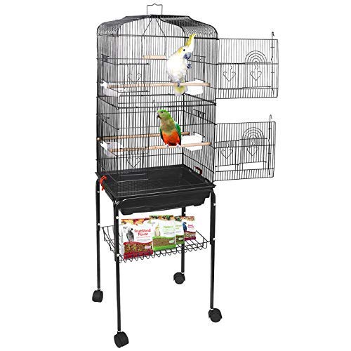 ZENY 59.3” Bird Cage for Cockatiel Sun Conure Parakeet Finch Budgie Lovebird Canary Medium Pet Bird Cage with Rolling Stand