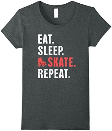 Womens Eat. Sleep. Skate. Repeat. | Funny Roller Skating T-Shirt Large Dark Heather